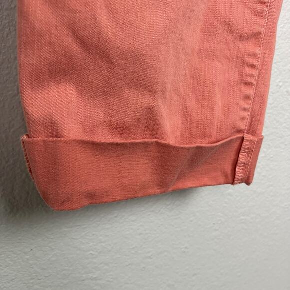 LOGO by Lori Goldstein Sz 10 Coral Pink Boyfriend Jean with Cuff or Frayed Hem - Picture 7 of 11